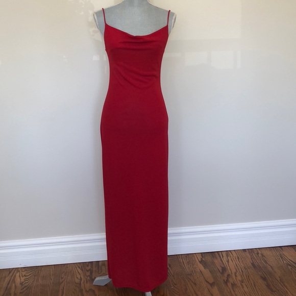 Spaghetti strap ankle length red dress. - Picture 5 of 8